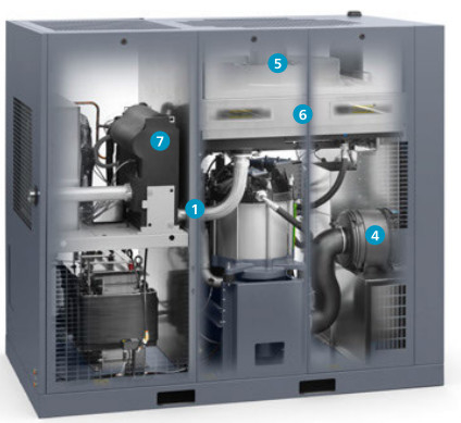 Atlas vít máy nén khí GA75VSD + FF 75kw Xây dựng trong máy sấy